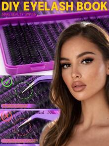 640pcs Eyelash Extension Kit, DIY Segmented Lashes With Tools, Large Capacity Soft False Eyelash Bundle Set, Suitable For Beginners, DIY Home Use, Fluffy And Thick, Easy To Use, Portable And Reusable, Create Natural And Charming Eyes - 彩色 - 查看 6