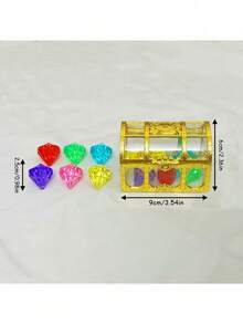Summer Treasure Box Decoration Set, Gold Mini Treasure Box With Shiny Artificial Crystal Gemstones, Cute Decorative Props, Suitable For Beach And Pool Theme Parties, Multi-Functional Theme Party Favors, Unisex Creative Holiday Gift Accessories - One Size - View 5