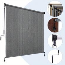 Cordless Outdoor Roller Shade Screen – Dual-Pole Spliced Design, Blackout Sun Shade For Patio, Pergola & Front Porch – Easy Pull-Up, Smooth Roll-Up Operation, UV-Resistant Fabric, Weather-Resilient Mesh, Tool-Free Installation, Compact Storage When R - Light Grey - View 3