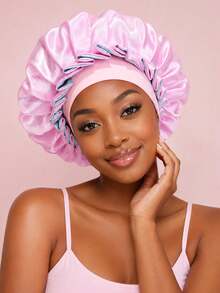 CONFLASS Bohemian Style Ruffle Double Layer Satin Sleep Bonnet, Soft Luxurious Reversible Silk Satin Hair Cap, Elastic Curly Hair Nighttime Hair Protection Cap - Multicolor - View 8
