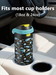 Meoky 24oz Stainless Steel Insulated Water Bottle, 2-in-1 Straw & Spout Lid, Leakproof Vacuum Tumbler, Double Wall Travel Mug, Fits Car Cup Holder for Gym, Office, Travel & Outdoor - 星空鯨(夜光) - 查看 3