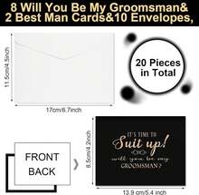 Spakon 10 Pcs Groomsman Proposal Cards 8 Will You Be My Groomsman And 2 Best Man Cards With Envelopes 5 X 4 Inch Suit Up Funny Groomsmen Proposal - White - View 2