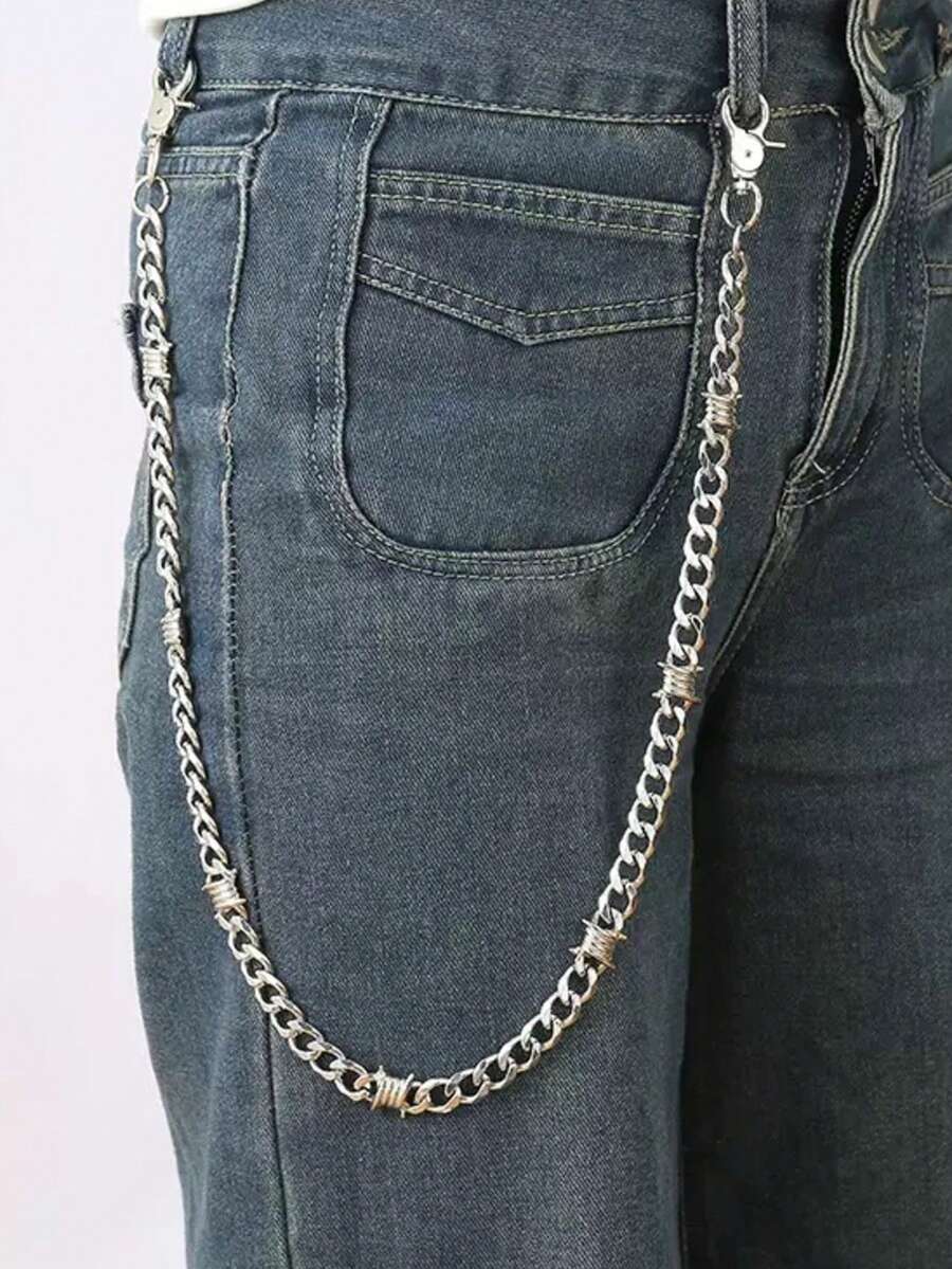 Fashion Minimalist Metal Pants Chain Design Ring Buckle Versatile Waist Accessory European And American Popular Hip Hop Punk Jewelry - Multicolor - View 1