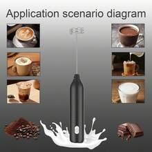 Feizsmile Value Electric Milk Frother, Rechargeable Type-C Interface, Portable Coffee Milk Froth Maker, Stainless Steel Whisk, Suitable For Home, Travel And Barista Daily Use. - White - View 7
