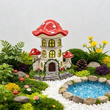 1pc Mushroom Fairy House Resin Ornament, Mini Fairy Castle, Suitable For Garden Landscaping Micro Landscape Decoration, Balcony, Desktop, Yard Lawn, Perfect Gift For Family And Friends - A - View 5