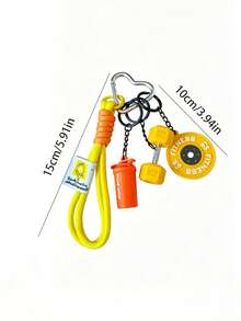 1 Stück Fitness-Serie Schlüsselanhänger, kreativer Anhänger Schlüsselring, Rucksack Dekoration Schlüsselring, Auto Schlüsselring, mehrfarbiges Schlüsselzubehör Set, Verlustschutz - Verschiedenfarbig - Übersicht 3