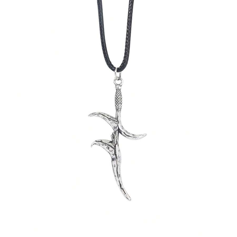 Elden Ring Melina Black Knife Pendant Necklace, Retro Punk Metal Neck Ornament, Game Fan Collectible Jewelry, Adjustable Rope Chain Accessory, Novelty Gift For Gamers