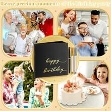 Scrapbook For 16th 18th 50th 60th, Happy Guestbook 7.87 X 7.87 Inch Photo Booth Album Signature Book With Gold Silver And Gel Pens, 72 Sheets - Black - View 5