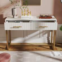 White Vanity Table With 2 Drawers - Perfect For Bedroom - 白色 - 查看 8