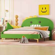 Bed Frame Kids Dinosaur - 140x200cm, Green PU - Green - View 4