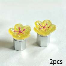 2pcs Petal-Shaped Aluminum Alloy Caps, Universal Decorative Accessories, Suitable For Bicycles And Motorcycles - Multicolor - View 8