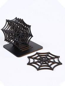 4pcs/1set Halloween Decoration Mats, Halloween Spider Web Decoration Mats, Tabletop Decor, Halloween Trick Or Treat Decoration, Halloween Ornaments, Halloween Room Decor, Party Supplies, Home Decor, Halloween Gift 1pc - Multicolor - View 2