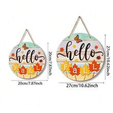 1 Stück "Hallo Herbst" rundes Holzschild, die perfekte Hängedekoration für Bauernhaus-, rustikale und Gartenumgebungen. Verziert mit Ahornblättern, Schmetterlingen und Marienkäfern, dient es wunderschön als zentraler Akzent für Kränze oder als eigenständiger Wandbehang - Mehrfarbig - Übersicht 6