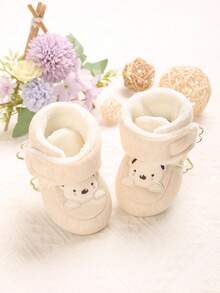 Autumn/Winter Infant Boots, Plush Soft Sole With Anti-Slip Rubber Beads, Warm Shoes For 0-1 Year Old Infants - Apricot - View 1