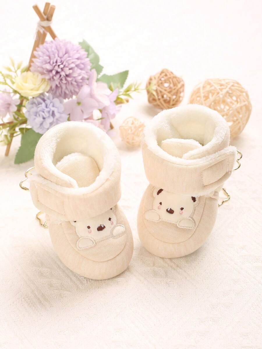 Autumn/Winter Infant Boots, Plush Soft Sole With Anti-Slip Rubber Beads, Warm Shoes For 0-1 Year Old Infants - Apricot - View 1