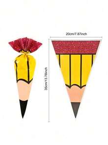 50/30/10pcs Triangle Pencil-Shaped Gift Wrapping Paper Bag. Suitable For School Start-Up Season, Graduation Ceremonies, Classroom Parties. Suitable As A Small Gift For The Start-Up Party, Or A Welcome Gift For The Teacher On The First Day Of Class - A - View 7