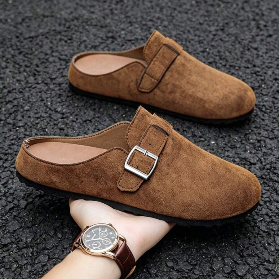Men's Summer Genuine Leather Sandals, Youth Beach Shoes, Lightweight Breathable Slippers, Men's Low-Top Sandals - Brown - View 1