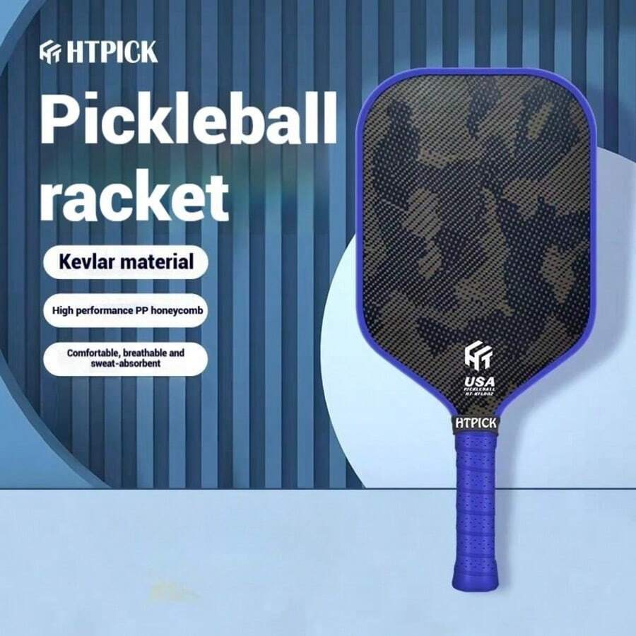 HTPICK 1支 Kevlar 皮克球拍 - 賽事級 T700 碳纖維冷壓編織布料，全方位旋轉控制攻守兼備球拍，適合成人與學生，理想的訓練與比賽強力進攻型球拍