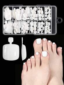 120pcs Press On Toenails Women Fake Toe Nails, White Fake Toenails Press On Nails Short Square Acrylic Toe Nail Tips - Multicolor - View 6