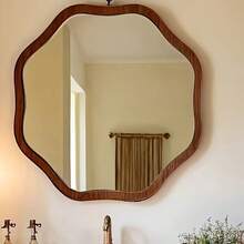 French Vintage Irregular Shaped American Style Wall-Mounted Bathroom Mirror, Bedroom Vanity Makeup Mirror, Bathroom Sink Mirror - Multicolor - View 4