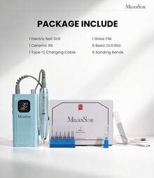 Professional Nail Drill Kit, 30000RPM Cordless Electric Nail File With LCD Display, Rechargeable 4000mAh Battery Nail Efile For Acrylic & Gel Nails, Manicure Pedicure, Salon & Home Use - 海洋藍 - 查看 8