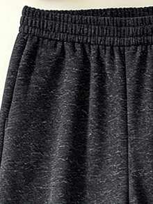 2pcs/Set Boys Crew Neck Sweatshirt & Wide Leg Pants Outfit, Minimalist Print Design, Casual Comfortable Daily Wear Set, Autumn/Winter New Arrival - Black - View 6