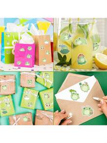 500pcs Large Asymmetric Cartoon Frog Daily Stickers, Suitable For Guitar, Water Bottle, Skateboard, Computer, Planner, Notebook, First Day Of School - Multicolor - View 5