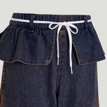 Adidas Celana Olahraga Denim Klasik Clover Wanita, Potongan Lebar dan Lurus - Denim Indigo - View 5