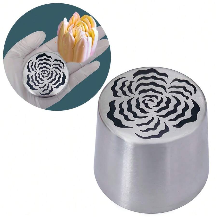 Extra Large Russian 304 Stainless Steel Seamless Peony Flower Piping Tip, 3D Bouquet Cake Decorating Tool For Candy, Mashed Potato, Mung Bean Paste, Cream, Zefir Bouquet Tool - Multicolor - View 1