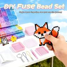 144 Colors 2.6mm Mini High-Quality Fuse Beads Set With Upgraded Tool Kit, Includes Templates And Tools, Suitable For Home DIY Pixel Art, Handmade Beading Set, Perfect For Creative Art Projects And Home Decor, Valentine's Day Gift - Multicolor - View 2