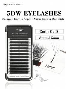Winky Beauty 12 Rows 5D W-Shape Automatic Fan Mesh False Eyelashes, Quick Bloom Hand-Woven Pre-Made Fan-Shaped Dense Cashmere-Feel Fine Eyelash Clusters, Single Eyelash - View 2