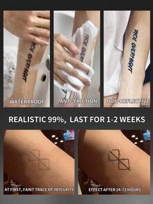 1pc Men's Geometric Temporary Tattoo Sticker, Waterproof, Sweat-Resistant, Long-Lasting 1-2 Weeks, Friction-Resistant, Non-Reflective, Black-Like, Fake Tattoo Sticker, Unisex For Men And Women, Suitable For Arms, Chest, Legs, Abdomen, Waist, Modern Style Body Art - KJ - View 4