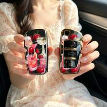 1pc Car Key Case-Exquisite Print,Suitable For Audi A3 8P, A6 C6, Q3 8U, A1 8X, Q7 4L, TT 8J, R8 42.Advanced Soft-Touch, Does Not Block Signal, Unisex. - Audi 3 Button Model CA - View 6