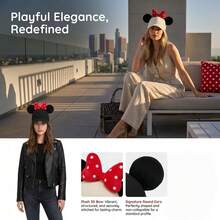 Casquette de baseball pour femme Disney 3D à oreilles rondes, nœud à pois, 2 couleurs, visière incurvée, chapeau de soleil, pour extérieur, parc d'attractions, voyage, photo, vacances, fête, style décontracté polyvalent, mode douce rétro, chapeau de style décontracté polyvalent pour adulte - casquette de baseball - Voir 9