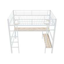Bed Frame High Bed 140x200cm Metal Black - 白色 - 查看 7
