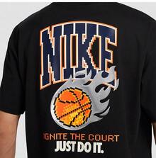 Nike New Season Men's Versatile Lightweight Printed Basketball Casual Sports Short Sleeve T-Shirt FZ8082-010 - Black - View 4