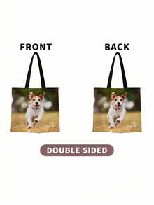 Custom Photo & Text Tote Bag – Personalized, Reusable Shoulder Shopping Bag With Foldable Design (Polyester, Assorted Colors) - Multicolor - View 6