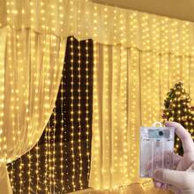 Battery Powered Fairy Curtain Lights, String Lights For Yard, Background Wall Decoration, Suitable For Wedding, Christmas, Halloween, Party, Holiday Lighting, Camping Decoration, Patio Decoration, Home Lighting, Room Decoration, Garden Decoration, 8 Lighting Modes, 100/200/300/600LED, Outdoor String Lights, All Season Use, 4 Colors Optional Bedroom Curtain Lights - Battery Box Curtain Light String - View 23