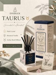 Taurus Zodiac Reed Diffuser 50ml, Botanical Vanilla Scented Oil Diffuser With Pink Crystal & 4 Fiber Reeds, Flameless Home Fragrance For Bedroom Bathroom Office, Astrology Birthday Gift For Women, Star Sign Room Decor - 無火系列 - 查看 1