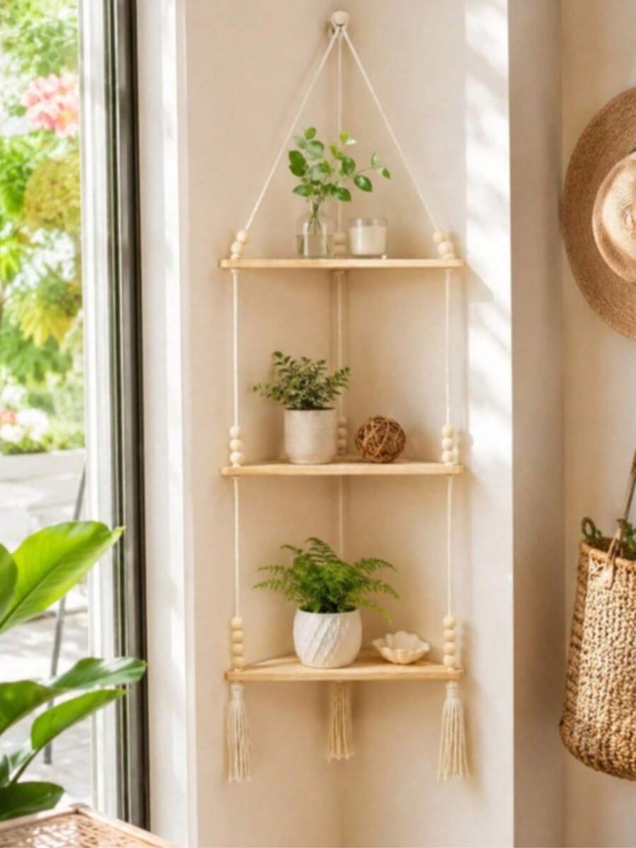 1 ĂtagĂšre flottante murale en bois, pour exposer des photos et des plantes vertes. Convient pour la chambre, le salon et plus encore comme dĂ©coration de maison & murale, un cadeau idĂ©al pour les anniversaires, les remises de diplĂŽmes et autres occasions. (LivrĂ© avec des cordes et 30 perles en bois.) - Beige - Voir 1