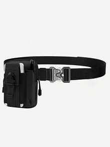 2-In-1 Tactical Belt With Pouch - High-Strength Nylon Material, Adjustable Buckle - Multi-Functional Outdoor/Hiking Survival Gear - Essential For Autumn Adventures And Holiday Camping, Tactical Fashion Accessory - Basic Style - View 6