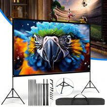 100 Inch 16:9 Projector Screen 160° Wide Viewing Angle With 2 Support Tripods, Portable Projection Display For Camping Business Meeting Wedding Events - View 1