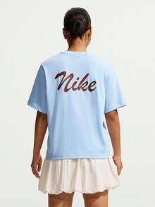 Nike Women's AS W NSW SS TEE BOXY Short Sleeve Knit Collarless T-Shirt TIW1213-407 - Blue - View 2