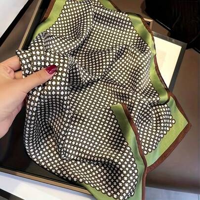 Geometric Polka Dot Pattern Neck Headband/Scarf, Breathable, Non-Stretch, Elegant And Stylish Accessory, Suitable For Casual, Formal, And Outdoor Wear