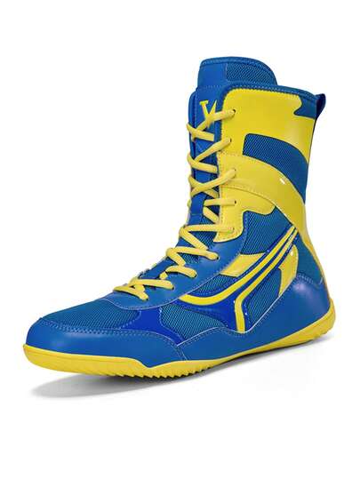 TACHUAN 1 Pair Men's High-Top Professional Boxing Shoes, Combat Wrestling Training Boots, Muay Thai Fighting Shoes, Fitness Sanda Shoes