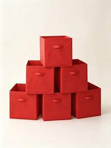 Kotak Penyimpanan Dekorasi Natal 6PCS/3PCS/2PCS/1PC, Kotak Penyimpanan Bola Dekoratif, Organizer Penyimpanan Kapasitas Besar, Kotak Penyimpanan Rumah, Dapat Digunakan Sebagai Hadiah Santa Claus, Keranjang Penyimpanan Kain Lipat dengan Pegangan, Keranjang Hadiah Cocok untuk Rumah, Kamar Tidur, Kantor - Merah - View 11