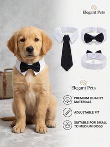 PETSIN 1pcPet Bowtie Necktie Bowknot Wedding Neck Bib False Collar - Multicolor - View 2