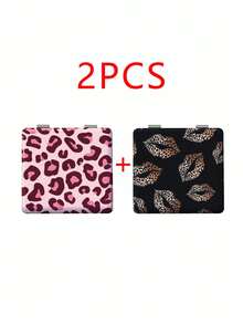 Millennium Y2K Series Foldable Lightweight Ultra-Thin Portable PU Leather Small Mirror, Suitable For All People And Multiple Occasions, Classic INS Style With Unique Leopard Print, Star, Lip Print, And Bow Design, Exquisite And Delicate, Convenient To Hold, 180° Flip Cover, Multi-Functional, Daily, Holiday, Birthday, Valentine's Day, Mother's Day, Partner Gift, Easy To Place And Store, Suitable For Various Occasions - Multicolor - View 28