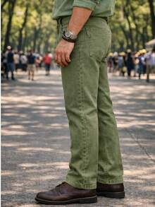 World JSM Silver Men Jeans - Olive Green - View 3