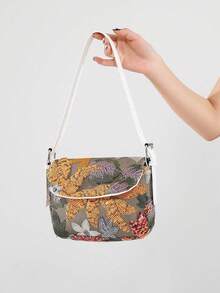 Vacation Style Premium Texture Flip Shoulder Bag, Embroidered Sequin Flower Decoration Design, Elegant And Exquisite Fashion Style Women's Armpit Bag - Multicolor - View 6